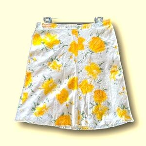 ♥️Banana Republic yellow floral cotton skirt